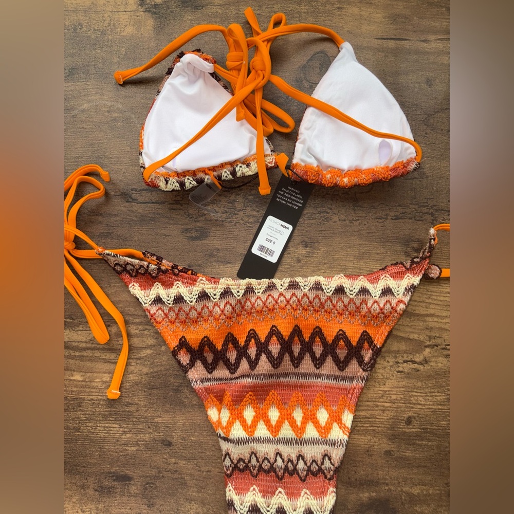 Colorful Patterned Crocheted 3 pc Swim Set - Picture 5 of 6